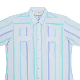 CARMAN Mens Shirt Blue Striped XL