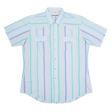 CARMAN Mens Shirt Blue Striped XL