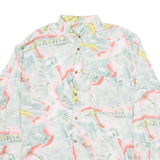 Mens Shirt Beige Crazy Pattern Long Sleeve L