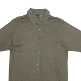 BOSS Mens Plain Shirt Brown Linen M