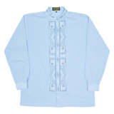 REZZA Mens Shirt Blue Geometric Long Sleeve L