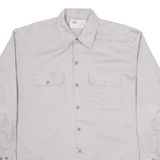 DICKIES Mens Worker Shirt Grey Long Sleeve L