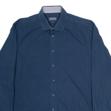 TOMMY HILFIGER Slim Fit Mens Plain Shirt Blue Long Sleeve L
