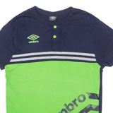 UMBRO Mens T-Shirt Blue Button Neck M