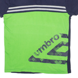 UMBRO Mens T-Shirt Blue Button Neck M