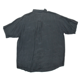 PURA SETA Mens Plain Shirt Black L