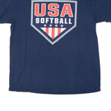 GILDAN USA Softball Mens T-Shirt Blue USA L