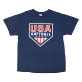 GILDAN USA Softball Mens T-Shirt Blue USA L