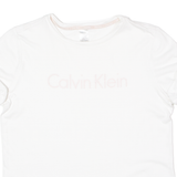 CALVIN KLEIN Womens T-Shirt White Crew Neck L
