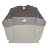 ADIDAS Mens T-Shirt Grey Long Sleeve 90s V-Neck L