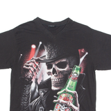 SPIRAL Rocker Skeleton Mens T-Shirt Black V-Neck M