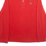 LACOSTE Mens Polo Shirt Red Long Sleeve L