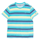 CHAMPION Striped Mens T-Shirt Blue Crew Neck L