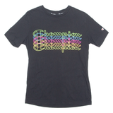 CHAMPION Mens T-Shirt Black Crew Neck XS