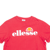 ELLESSE Cropped Womens T-Shirt Red Crew Neck UK 12