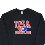 GILDAN Usa Wrestling Mens Sweatshirt Black USA XL