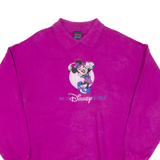 TRAVAUX Minnie Mouse Womens Sweatshirt Purple Collared 90s L