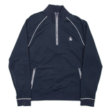 PENGUIN 1/4 Zip Mens Pullover Jacket Blue L