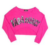 PAPA RUACY Cropped Womens T-Shirt Pink Long Sleeve L