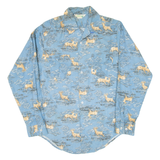 Mens Shirt Blue Animal Print Long Sleeve S