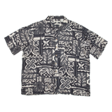 BATIK BAY Mens Shirt Black Silk Crazy Pattern 2XL