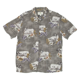 ISLAND SHORE Mens Hawaiian Shirt Green Floral M