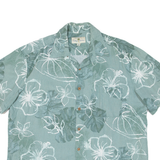 ISLAND SHORE Mens Hawaiian Shirt Green Floral XL