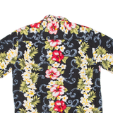 TWO PALMS Mens Hawaiian Shirt Black Floral S