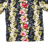 TWO PALMS Mens Hawaiian Shirt Black Floral S