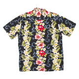TWO PALMS Mens Hawaiian Shirt Black Floral S