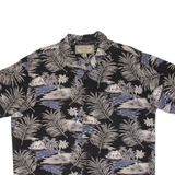 PALM ISLAND Mens Hawaiian Shirt Black Floral M