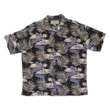 PALM ISLAND Mens Hawaiian Shirt Black Floral M