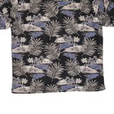 PALM ISLAND Mens Hawaiian Shirt Black Floral M