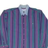 WORLD ISLAND Mens Shirt Purple Striped Long Sleeve XL