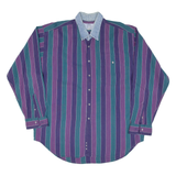 WORLD ISLAND Mens Shirt Purple Striped Long Sleeve XL
