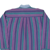 WORLD ISLAND Mens Shirt Purple Striped Long Sleeve XL