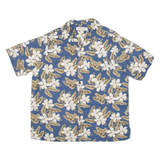 ISLAND REPUBLIC Mens Hawaiian Shirt Blue Floral M