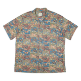 PAU HANA Mens Hawaiian Shirt Green Crazy Pattern 2XL