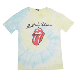 THE ROLLING STONES Tie Dye Mens Band T-Shirt Yellow Crew Neck S