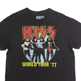 KISS World Tour '77 Mens Band T-Shirt Black Crew Neck L