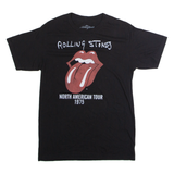 THE ROLLING STONES North American Tour 1975 Mens Band T-Shirt Black Crew Neck M