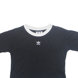 ADIDAS Cropped Womens T-Shirt Black Crew Neck UK 10