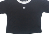 ADIDAS Cropped Womens T-Shirt Black Crew Neck UK 10