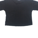 ADIDAS Cropped Womens T-Shirt Black Crew Neck UK 10