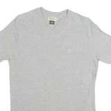 GUESS Womens T-Shirt Grey V-Neck L