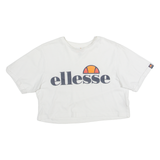 ELLESSE Cropped Oversized Womens T-Shirt White UK 8