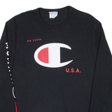 CHAMPION Mens T-Shirt Black Long Sleeve M