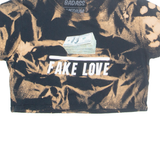 BADASS Acid Wash Fake Love Money Cropped Womens T-Shirt Black M