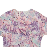 Womens Shirt Blouse Pink V-Neck Viscose Floral M