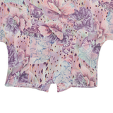 Womens Shirt Blouse Pink V-Neck Viscose Floral M
